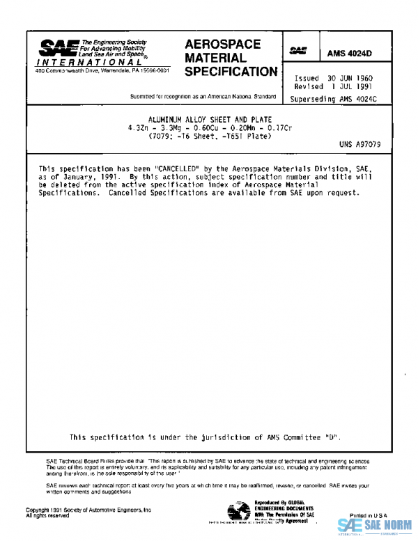 SAE AMS4024D PDF SAE AMS4024D PDF