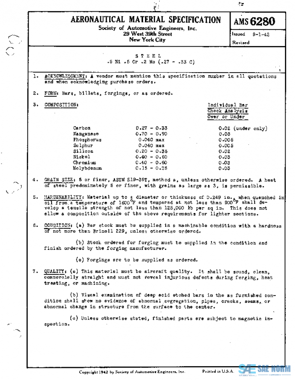 SAE AMS6280 PDF SAE AMS6280 PDF