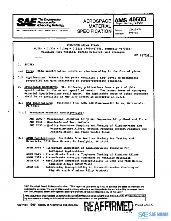 SAE AMS4050D PDF