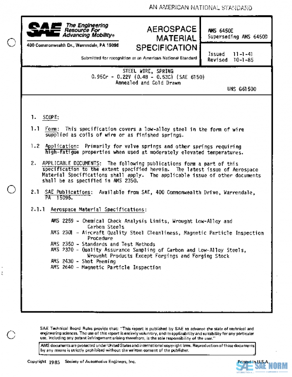 SAE AMS6450E PDF SAE AMS6450E PDF