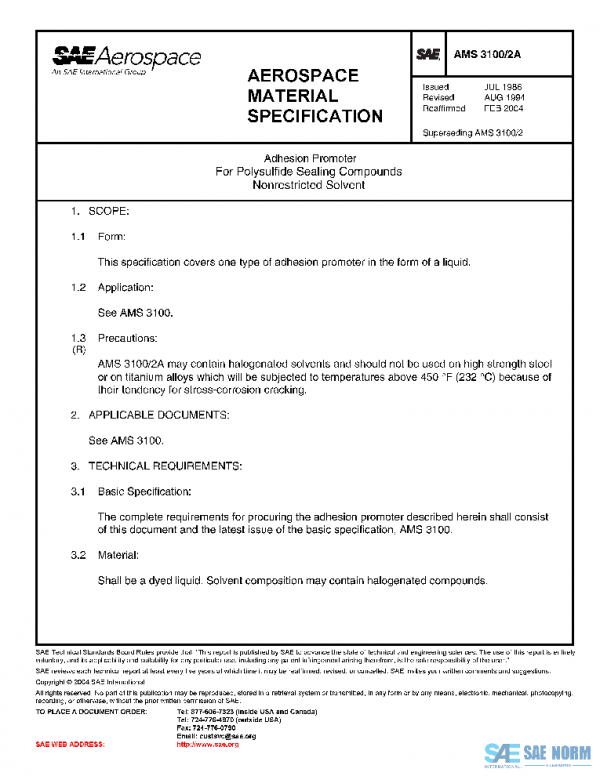 SAE AMS3100/2A PDF