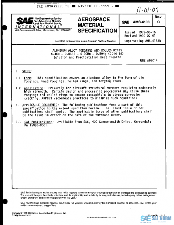 SAE AMS4133C PDF SAE AMS4133C PDF