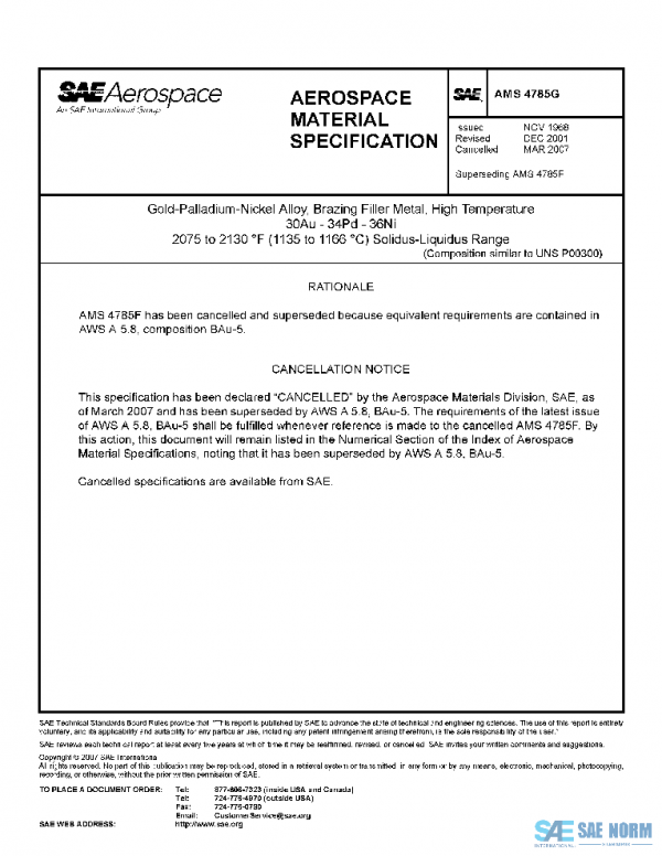 SAE AMS4785G PDF SAE AMS4785G PDF