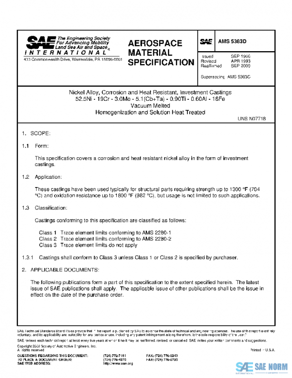 SAE AMS5383D PDF SAE AMS5383D PDF