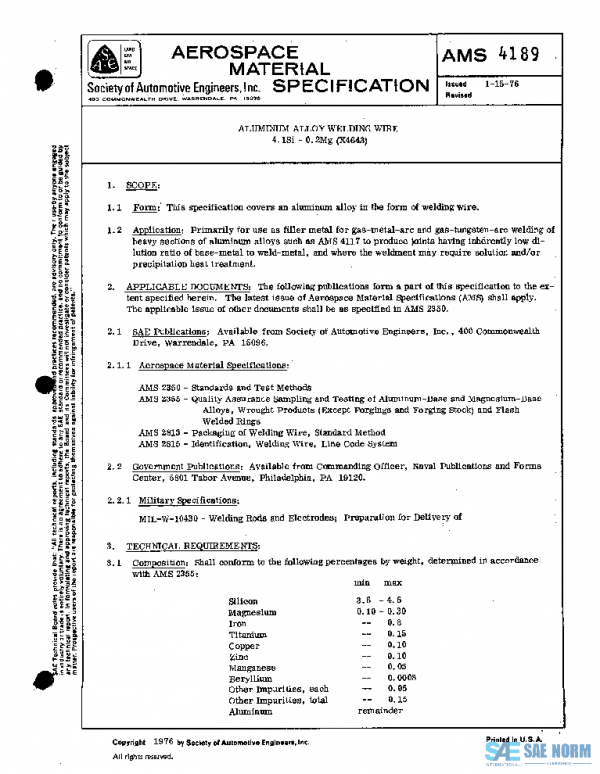 SAE AMS4189 PDF SAE AMS4189 PDF