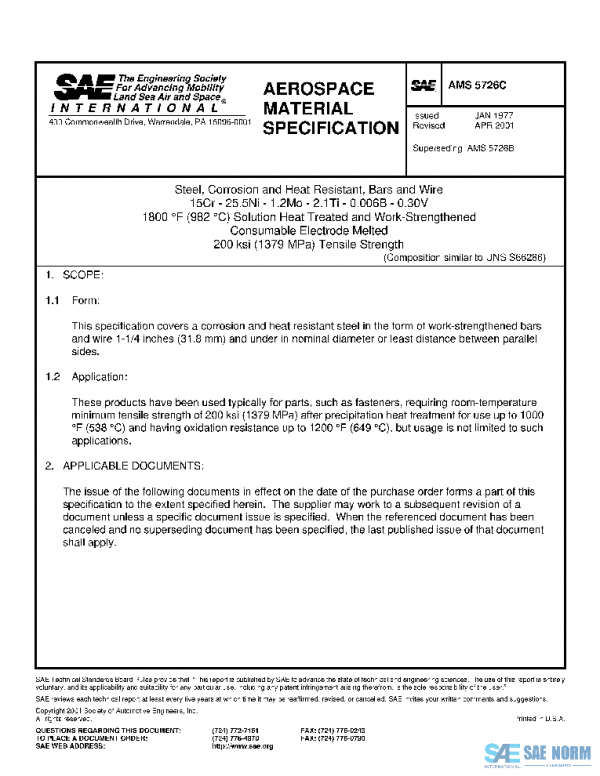 SAE AMS5726C PDF SAE AMS5726C PDF