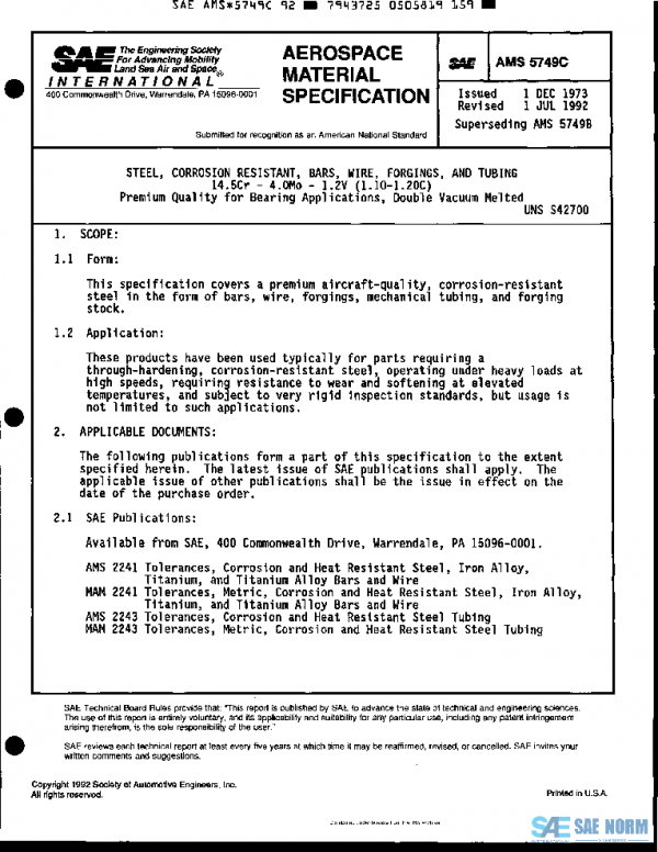 SAE AMS5749C PDF SAE AMS5749C PDF