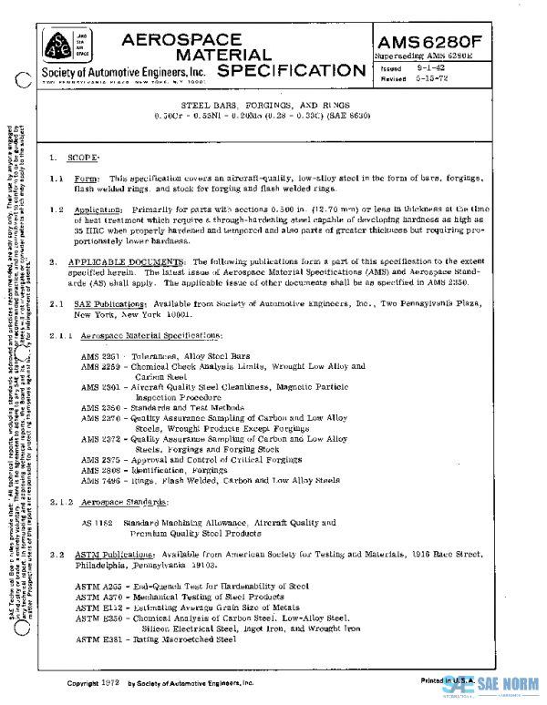SAE AMS6280F PDF SAE AMS6280F PDF