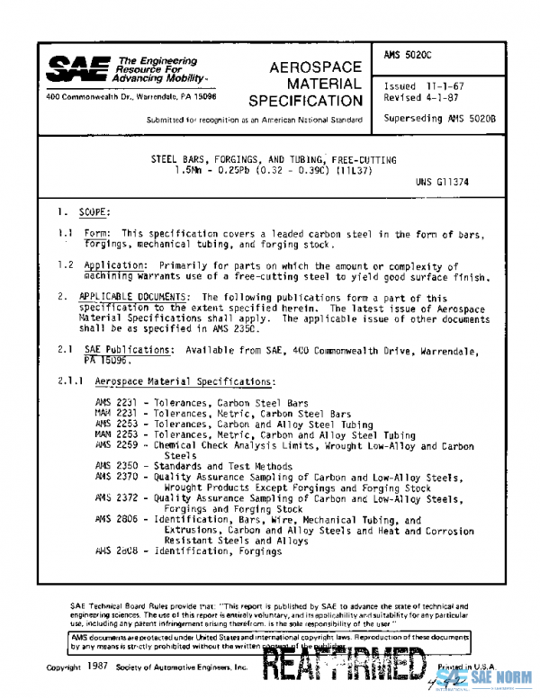 SAE AMS5020C PDF
