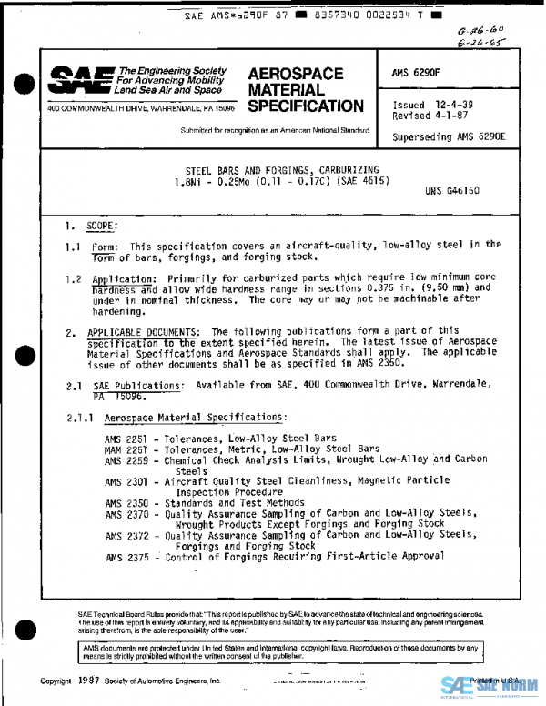 SAE AMS6290F PDF SAE AMS6290F PDF