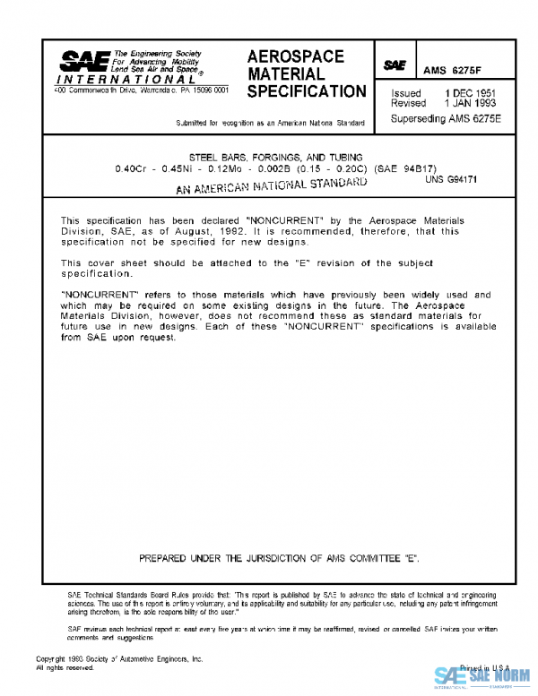 SAE AMS6275F PDF SAE AMS6275F PDF