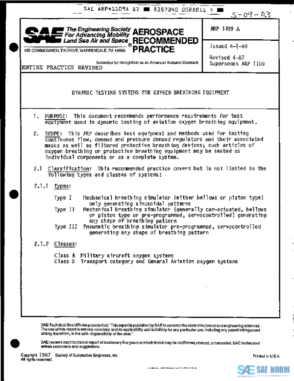 SAE ARP1109A PDF
