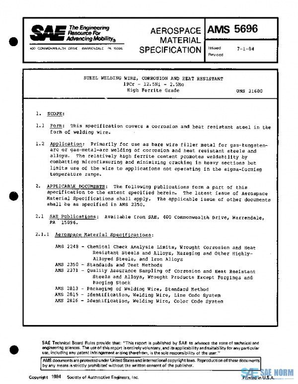 SAE AMS5696 PDF SAE AMS5696 PDF