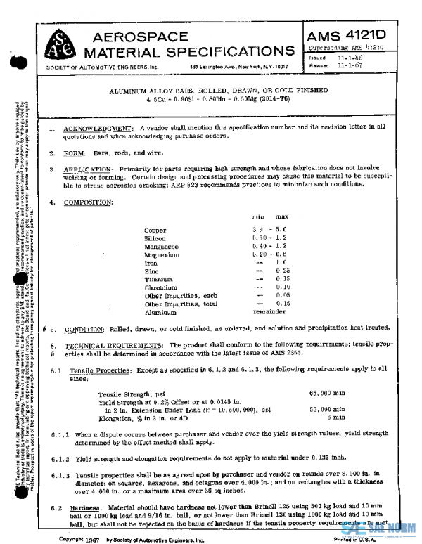 SAE AMS4121D PDF SAE AMS4121D PDF