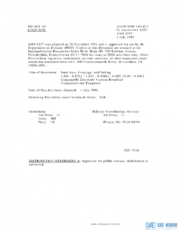 SAE AMS6257 PDF SAE AMS6257 PDF