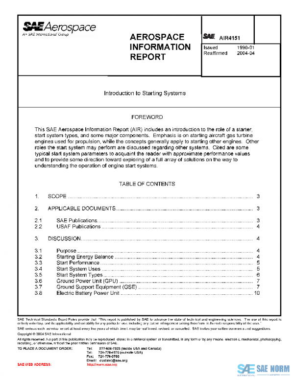 SAE AIR4151 PDF SAE AIR4151 PDF