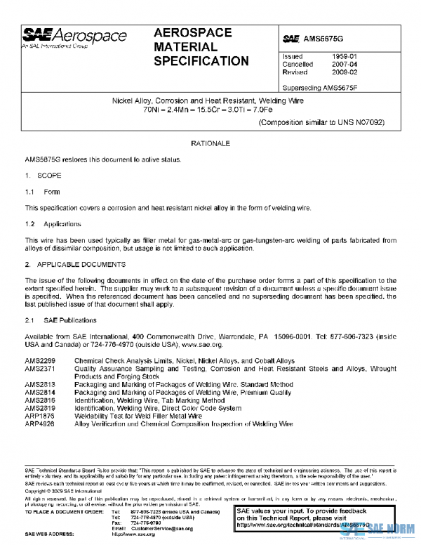 SAE AMS5675G PDF SAE AMS5675G PDF