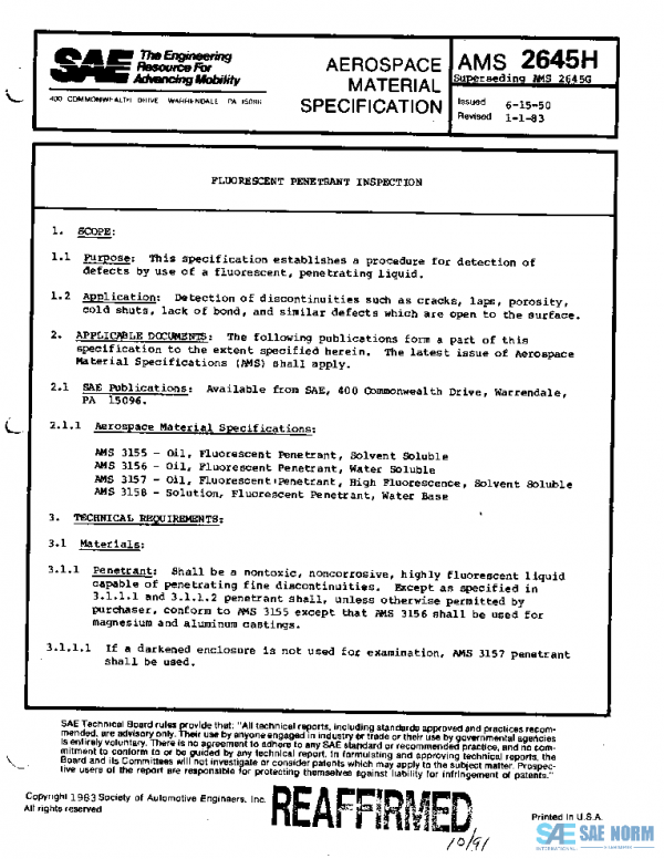 SAE AMS2645H PDF SAE AMS2645H PDF