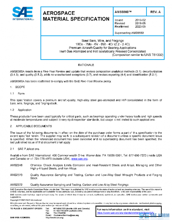 SAE AMS6560A PDF SAE AMS6560A PDF