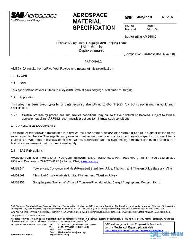 SAE AMS6910A PDF SAE AMS6910A PDF