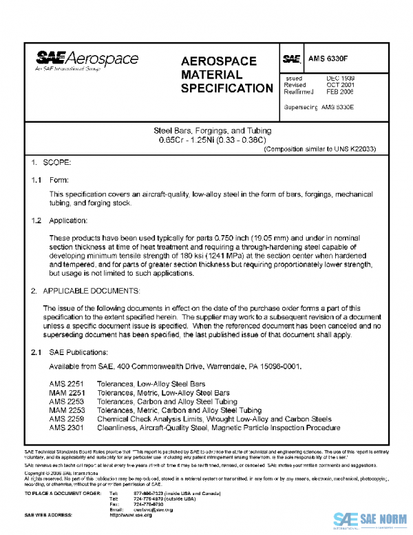 SAE AMS6330F PDF SAE AMS6330F PDF