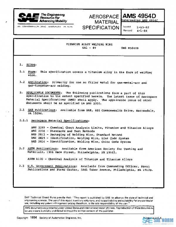SAE AMS4954D PDF