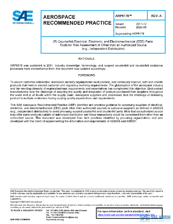 SAE ARP6178A PDF SAE ARP6178A PDF