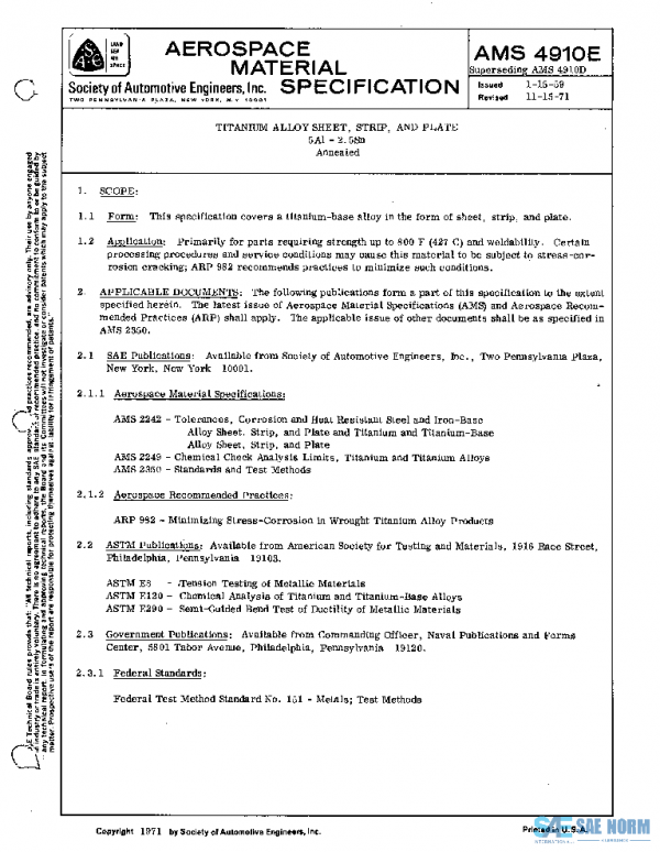 SAE AMS4910E PDF SAE AMS4910E PDF