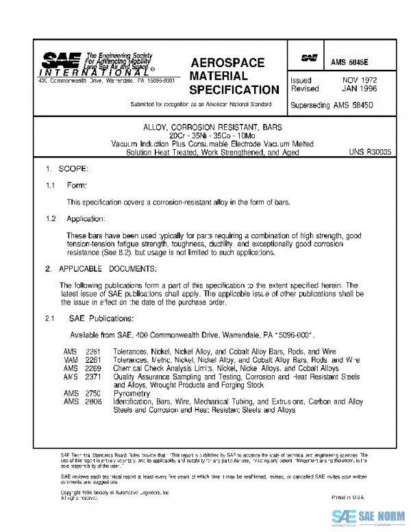 SAE AMS5845E PDF SAE AMS5845E PDF