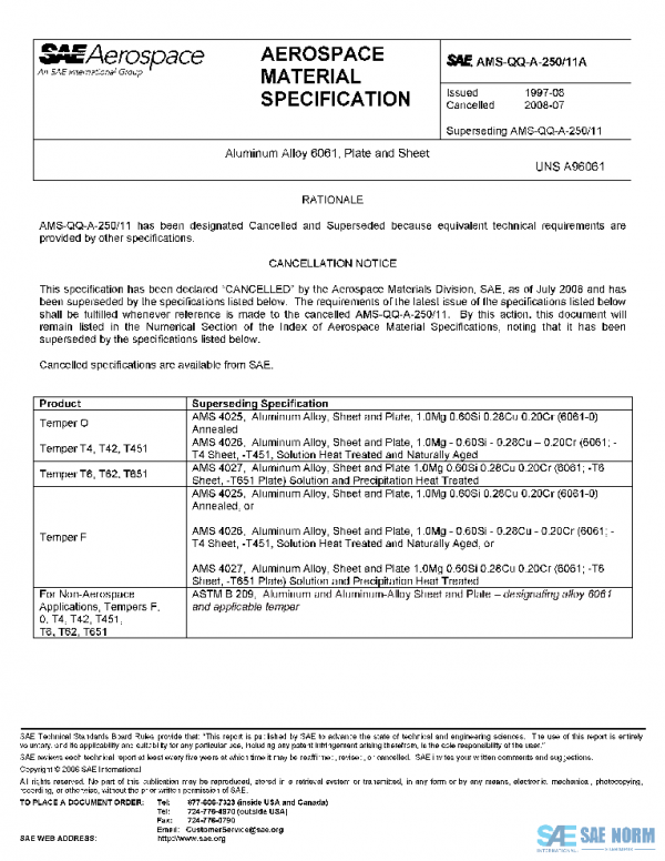 SAE AMSQQA250/11A PDF