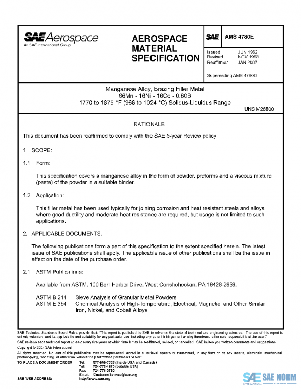 SAE AMS4780E PDF SAE AMS4780E PDF
