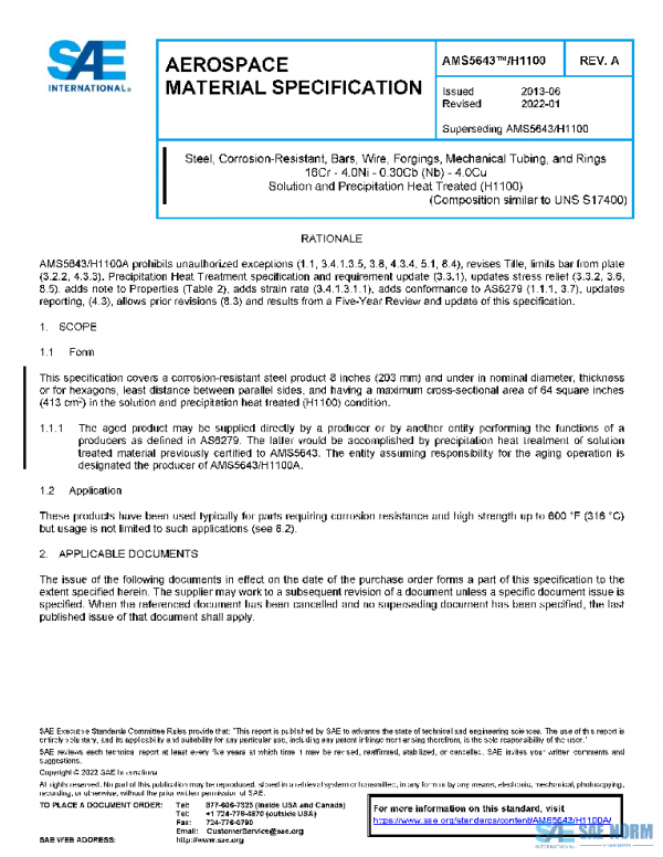 SAE AMS5643/H1100A PDF