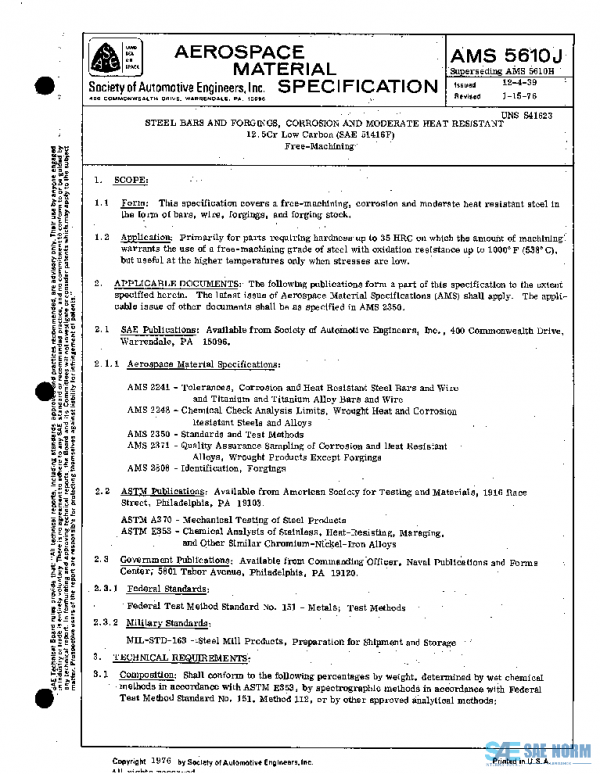 SAE AMS5610J PDF