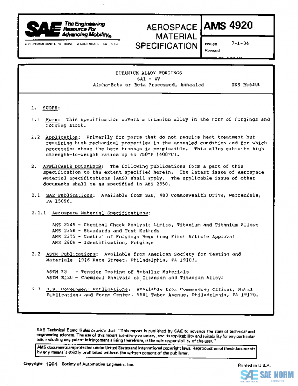 SAE AMS4920 PDF SAE AMS4920 PDF