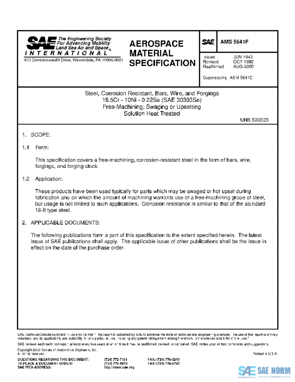 SAE AMS5641F PDF SAE AMS5641F PDF