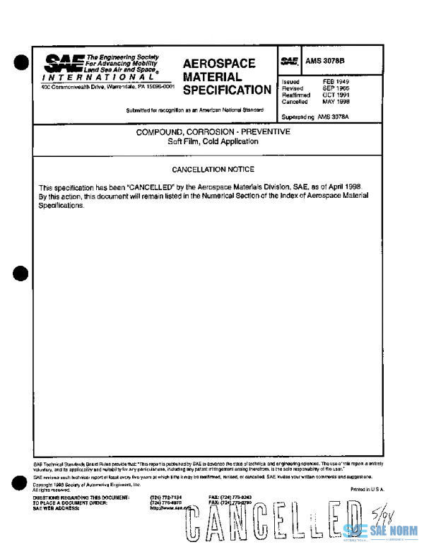 SAE AMS3078B PDF SAE AMS3078B PDF