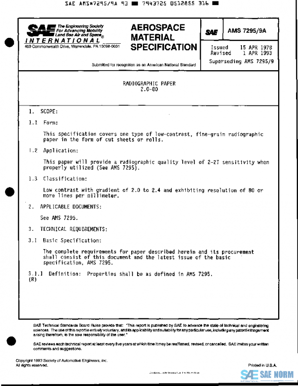 SAE AMS7295/9A PDF