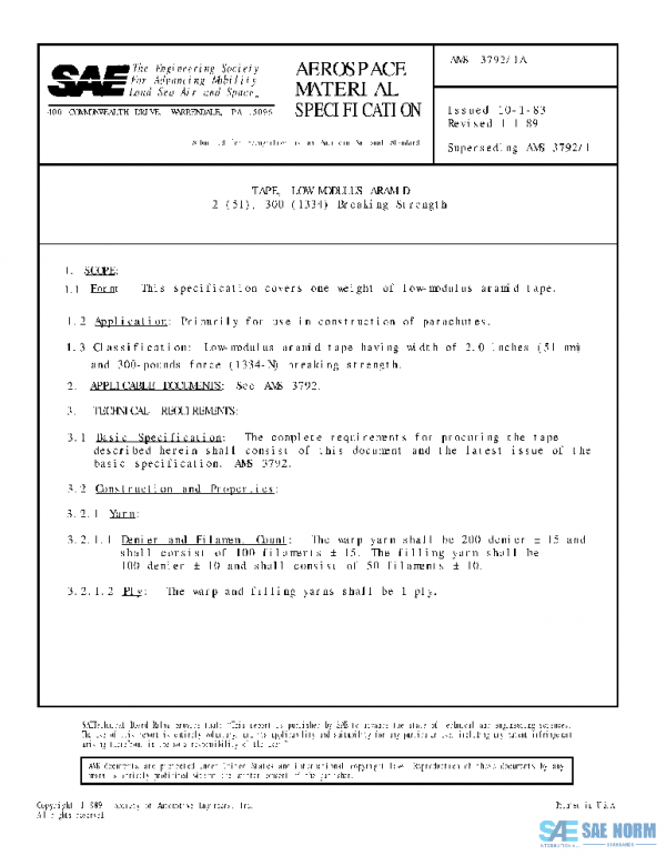 SAE AMS3792/1A PDF SAE AMS3792/1A PDF