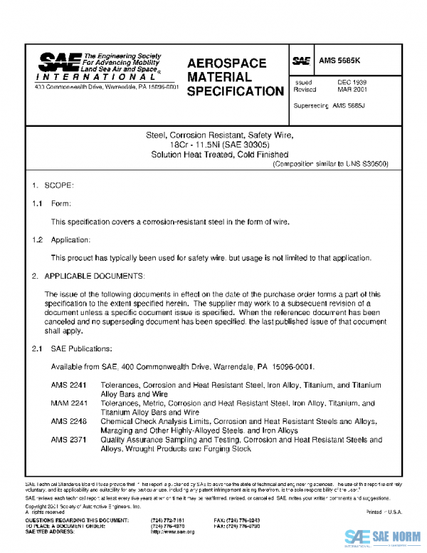 SAE AMS5685K PDF SAE AMS5685K PDF