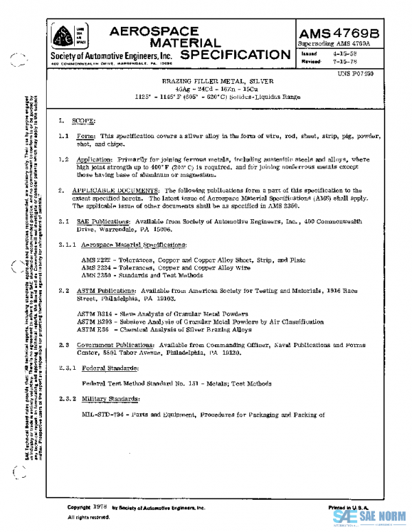 SAE AMS4769B PDF SAE AMS4769B PDF