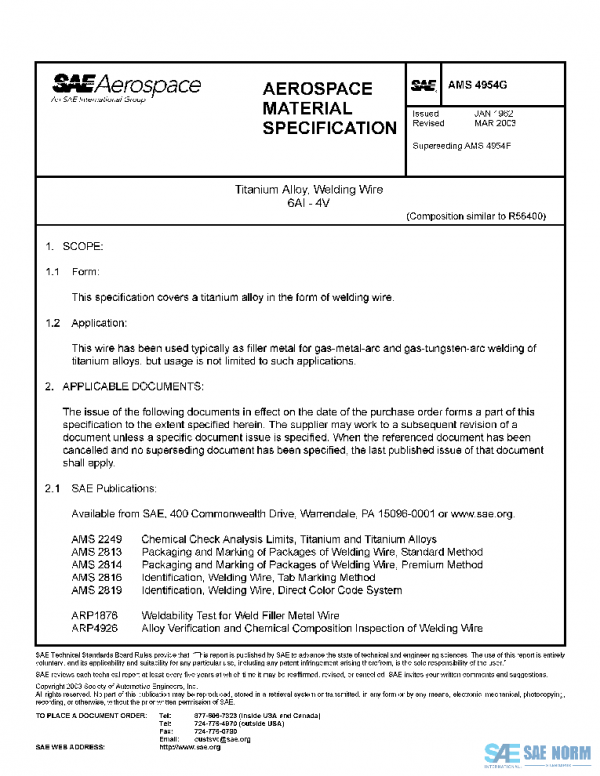 SAE AMS4954G PDF SAE AMS4954G PDF