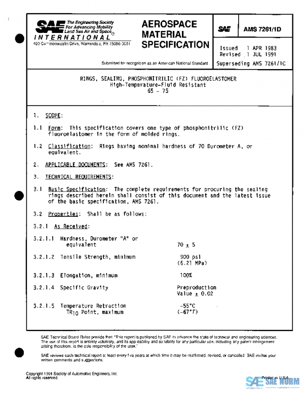 SAE AMS7261/1D PDF SAE AMS7261/1D PDF