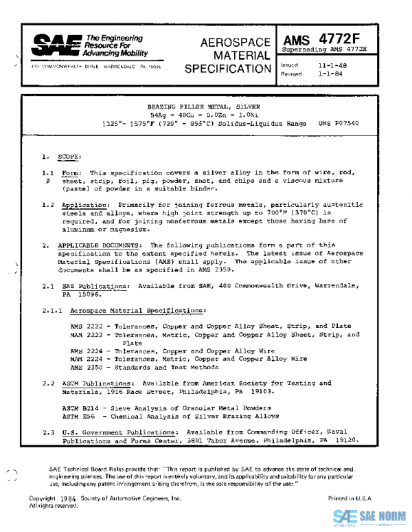 SAE AMS4772F PDF SAE AMS4772F PDF