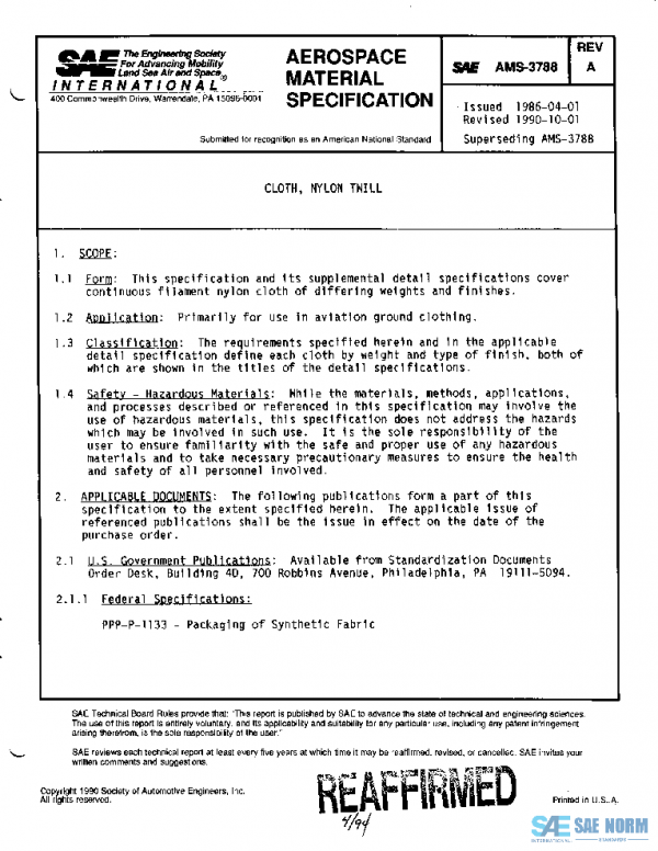 SAE AMS3788A PDF SAE AMS3788A PDF
