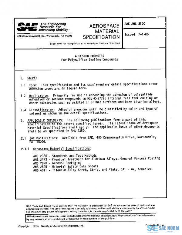 SAE AMS3100 PDF