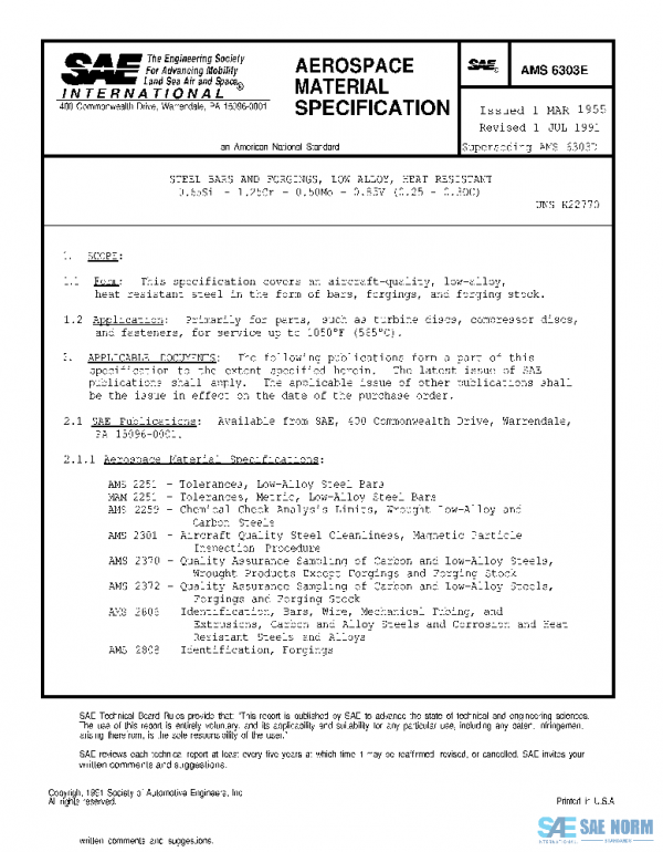 SAE AMS6303E PDF SAE AMS6303E PDF