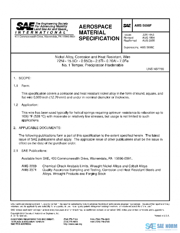 SAE AMS5698F PDF