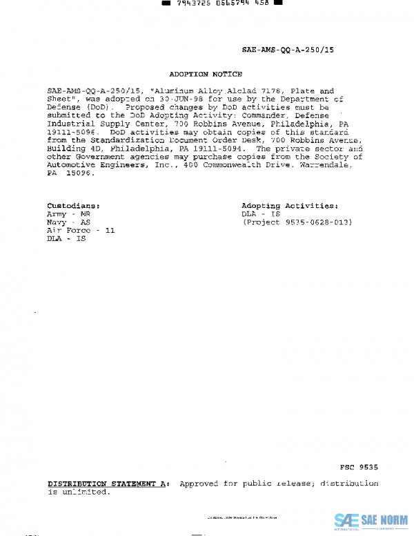 SAE AMSQQA250/15 PDF SAE AMSQQA250/15 PDF