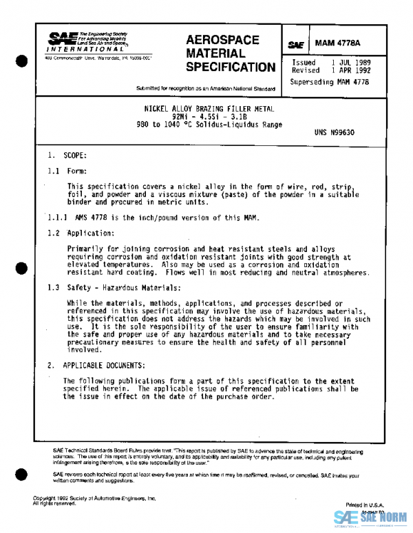 SAE MAM4778A PDF