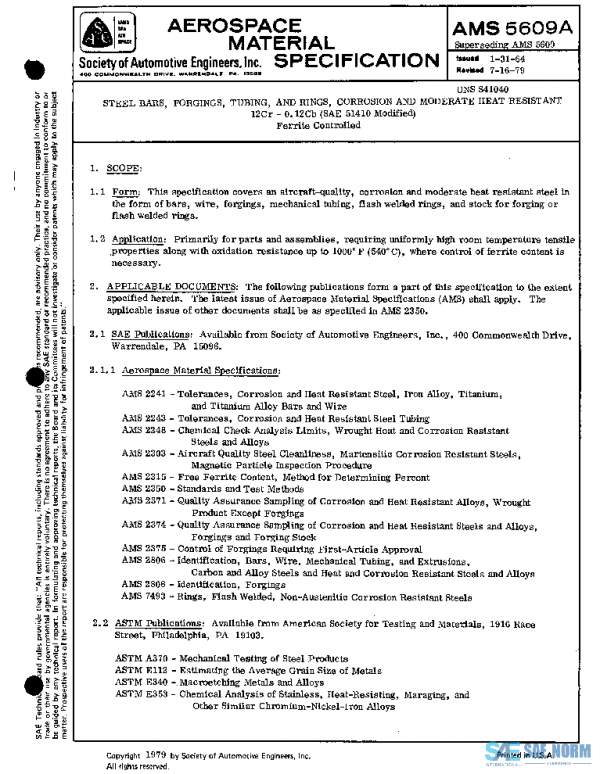 SAE AMS5609A PDF